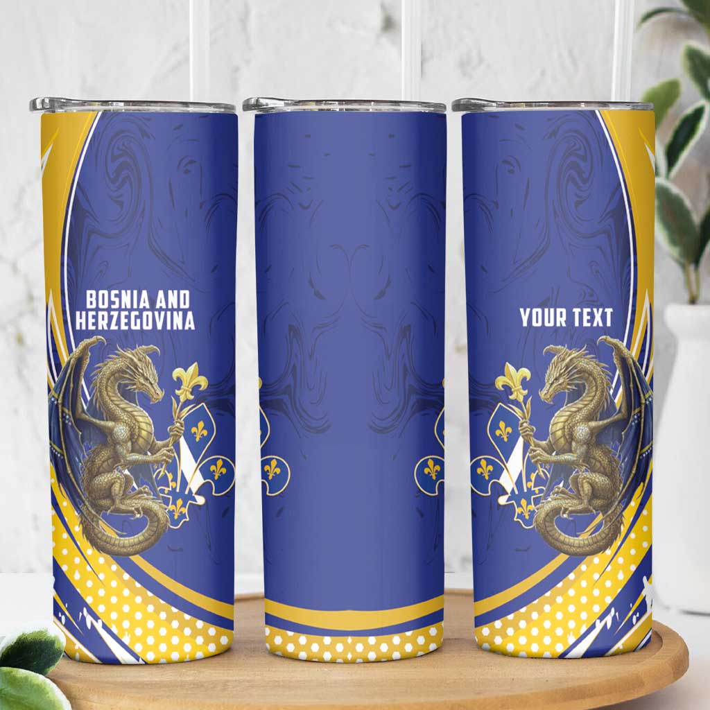 Bosnia and Herzegovina Independence Day Personalized Skinny Tumbler Medieval Dragon Fleur-de-Lis Patriotic