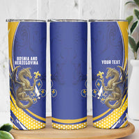 Bosnia and Herzegovina Independence Day Personalized Skinny Tumbler Medieval Dragon Fleur-de-Lis Patriotic