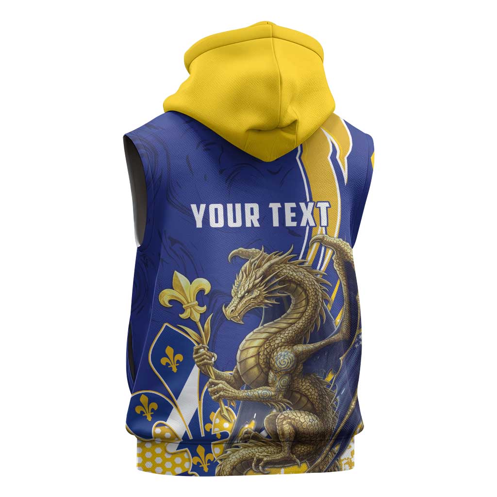 Bosnia and Herzegovina Independence Day Personalized Sleeveless Hoodie Medieval Dragon Fleur-de-Lis Patriotic