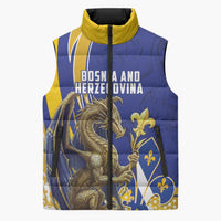 Bosnia and Herzegovina Independence Day Personalized Sleeveless Puffer Jacket Medieval Dragon Fleur-de-Lis Patriotic