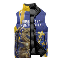 Bosnia and Herzegovina Independence Day Personalized Sleeveless Puffer Jacket Medieval Dragon Fleur-de-Lis Patriotic