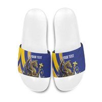 Bosnia and Herzegovina Independence Day Personalized Slide Sandals Medieval Dragon Fleur-de-Lis Patriotic