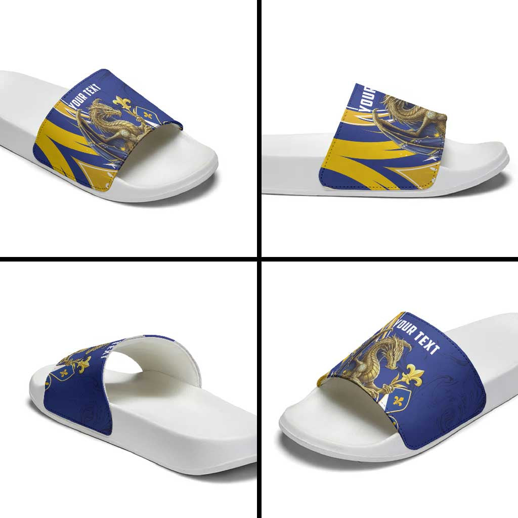 Bosnia and Herzegovina Independence Day Personalized Slide Sandals Medieval Dragon Fleur-de-Lis Patriotic