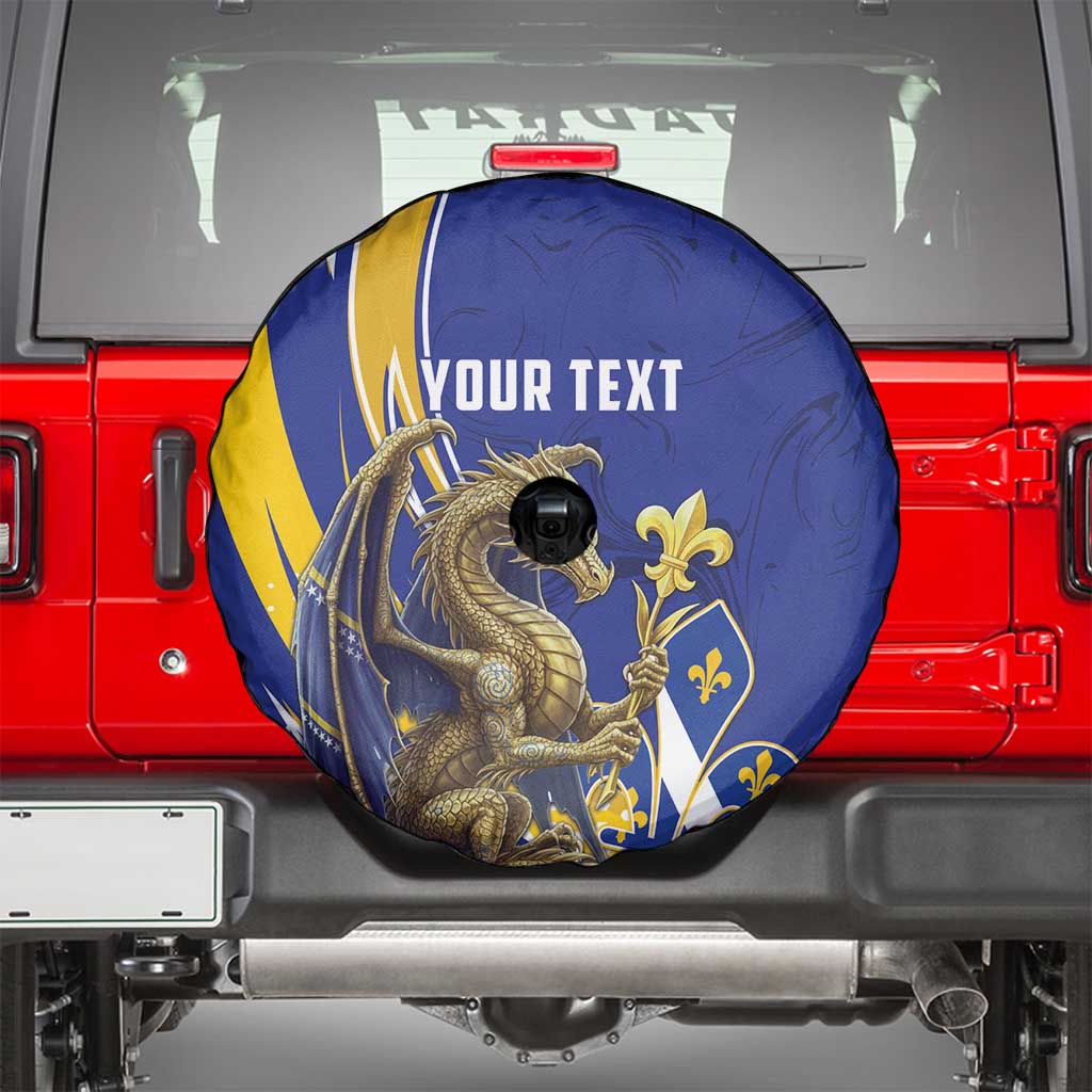 Bosnia and Herzegovina Independence Day Personalized Spare Tire Cover Medieval Dragon Fleur-de-Lis Patriotic