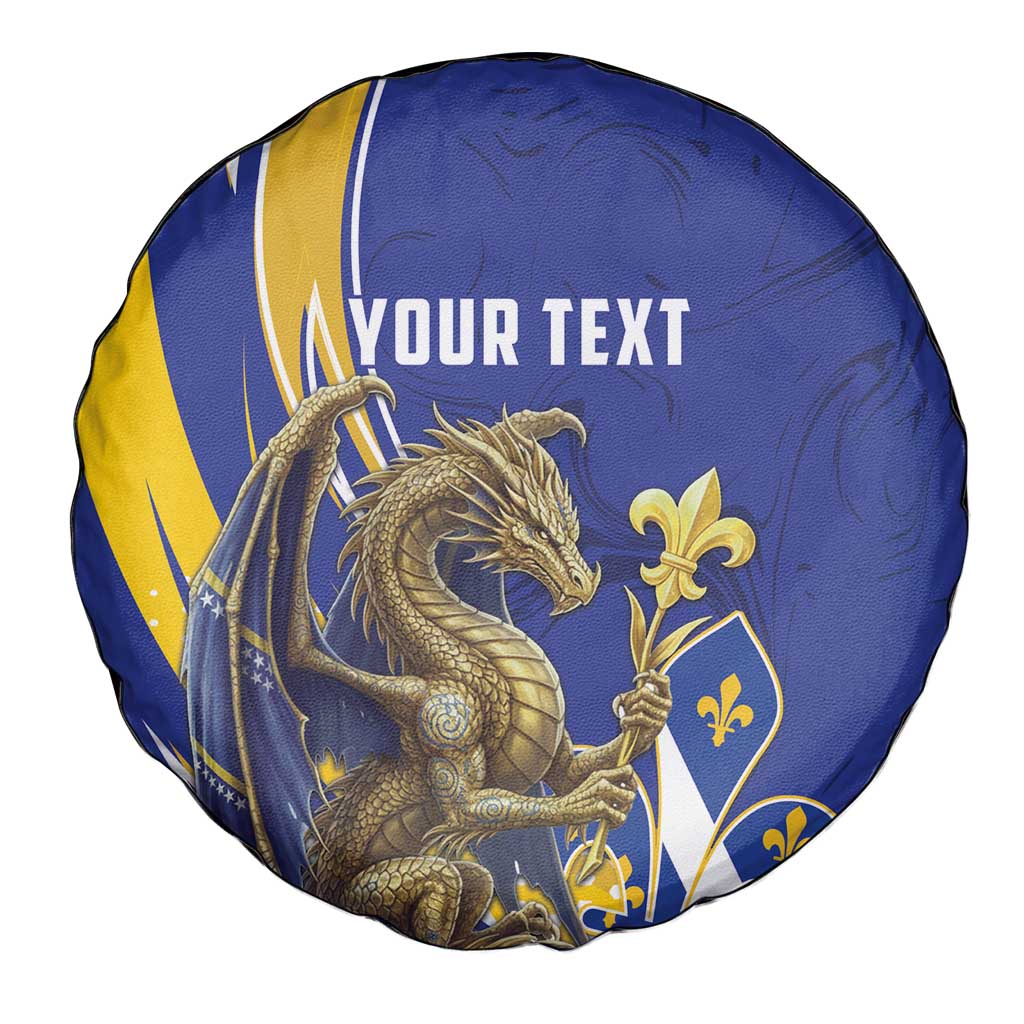 Bosnia and Herzegovina Independence Day Personalized Spare Tire Cover Medieval Dragon Fleur-de-Lis Patriotic