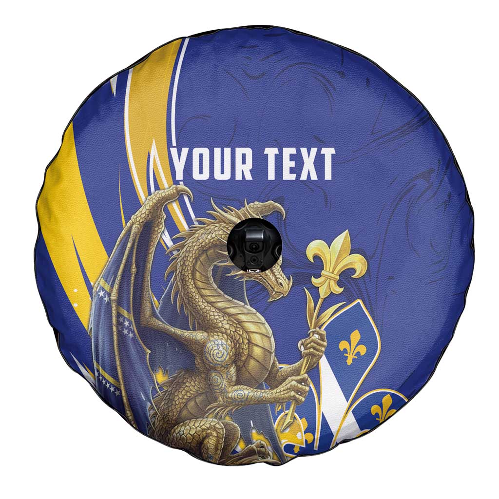 Bosnia and Herzegovina Independence Day Personalized Spare Tire Cover Medieval Dragon Fleur-de-Lis Patriotic
