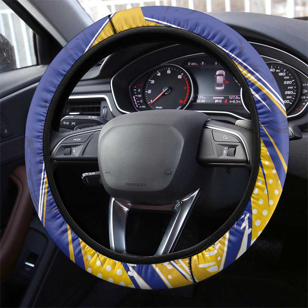 Bosnia and Herzegovina Independence Day Steering Wheel Cover Medieval Dragon Fleur-de-Lis Patriotic