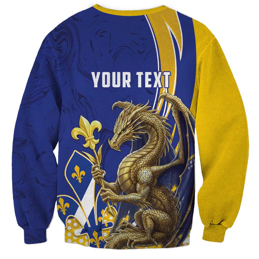 Bosnia and Herzegovina Independence Day Personalized Sweatshirt Medieval Dragon Fleur-de-Lis Patriotic