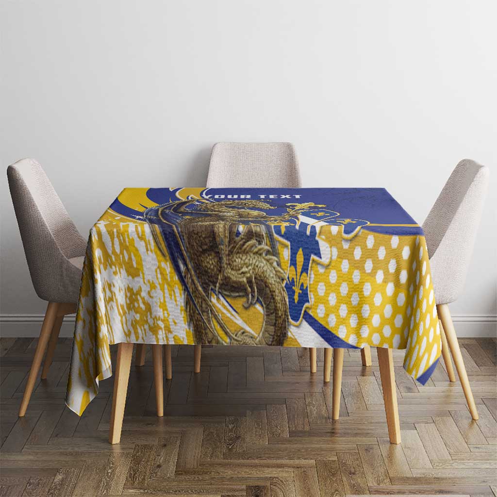 Bosnia and Herzegovina Independence Day Personalized Tablecloth Medieval Dragon Fleur-de-Lis Patriotic