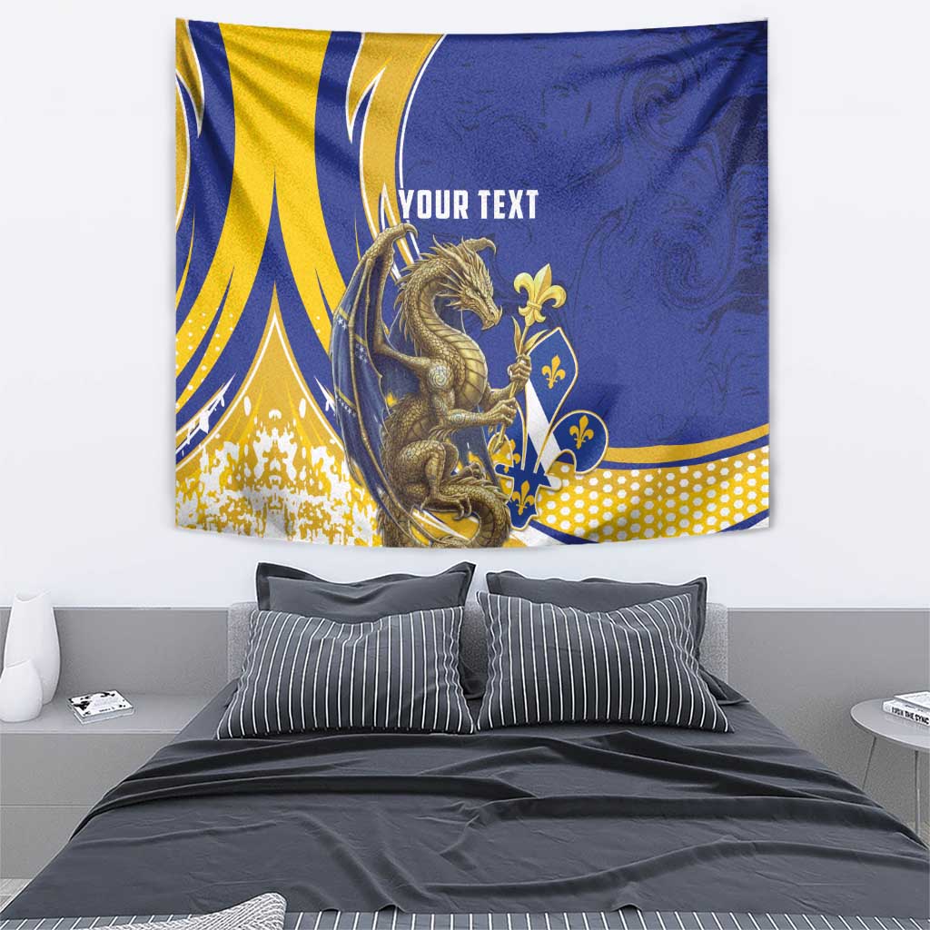 Bosnia and Herzegovina Independence Day Personalized Tapestry Medieval Dragon Fleur-de-Lis Patriotic