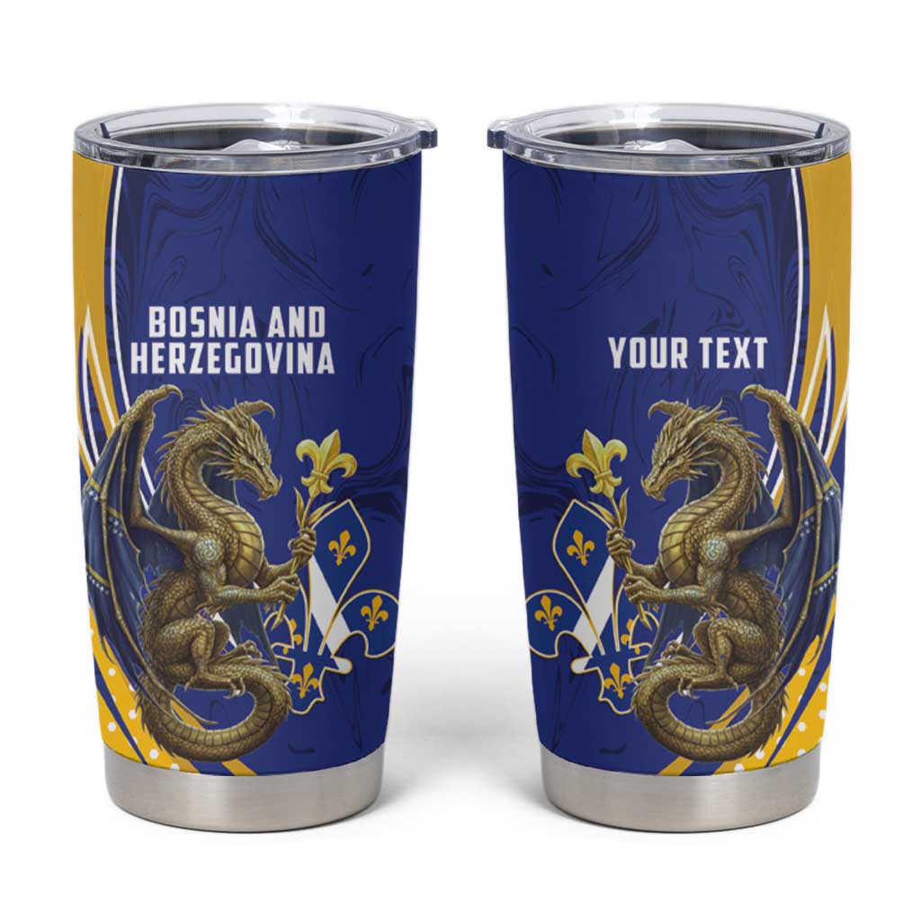Bosnia and Herzegovina Independence Day Personalized Tumbler Cup Medieval Dragon Fleur-de-Lis Patriotic