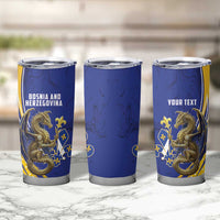 Bosnia and Herzegovina Independence Day Personalized Tumbler Cup Medieval Dragon Fleur-de-Lis Patriotic