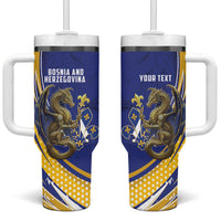 Bosnia and Herzegovina Independence Day Personalized Tumbler With Handle Medieval Dragon Fleur-de-Lis Patriotic