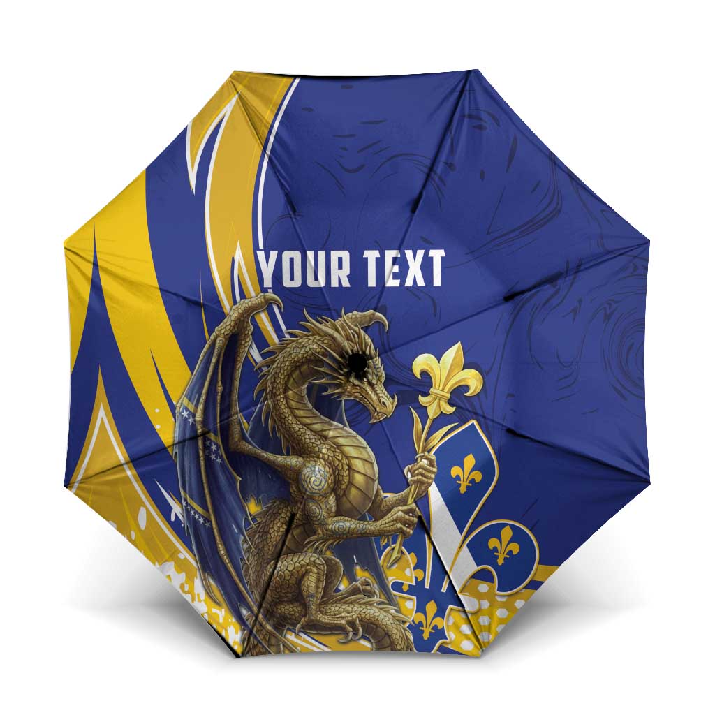 Bosnia and Herzegovina Independence Day Personalized Umbrella Medieval Dragon Fleur-de-Lis Patriotic