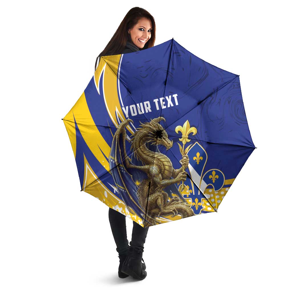 Bosnia and Herzegovina Independence Day Personalized Umbrella Medieval Dragon Fleur-de-Lis Patriotic