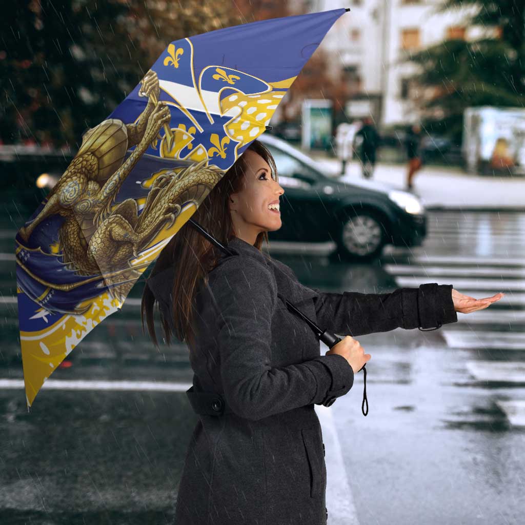 Bosnia and Herzegovina Independence Day Personalized Umbrella Medieval Dragon Fleur-de-Lis Patriotic