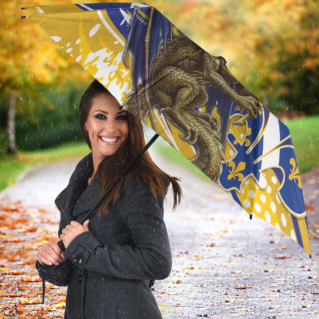 Bosnia and Herzegovina Independence Day Personalized Umbrella Medieval Dragon Fleur-de-Lis Patriotic