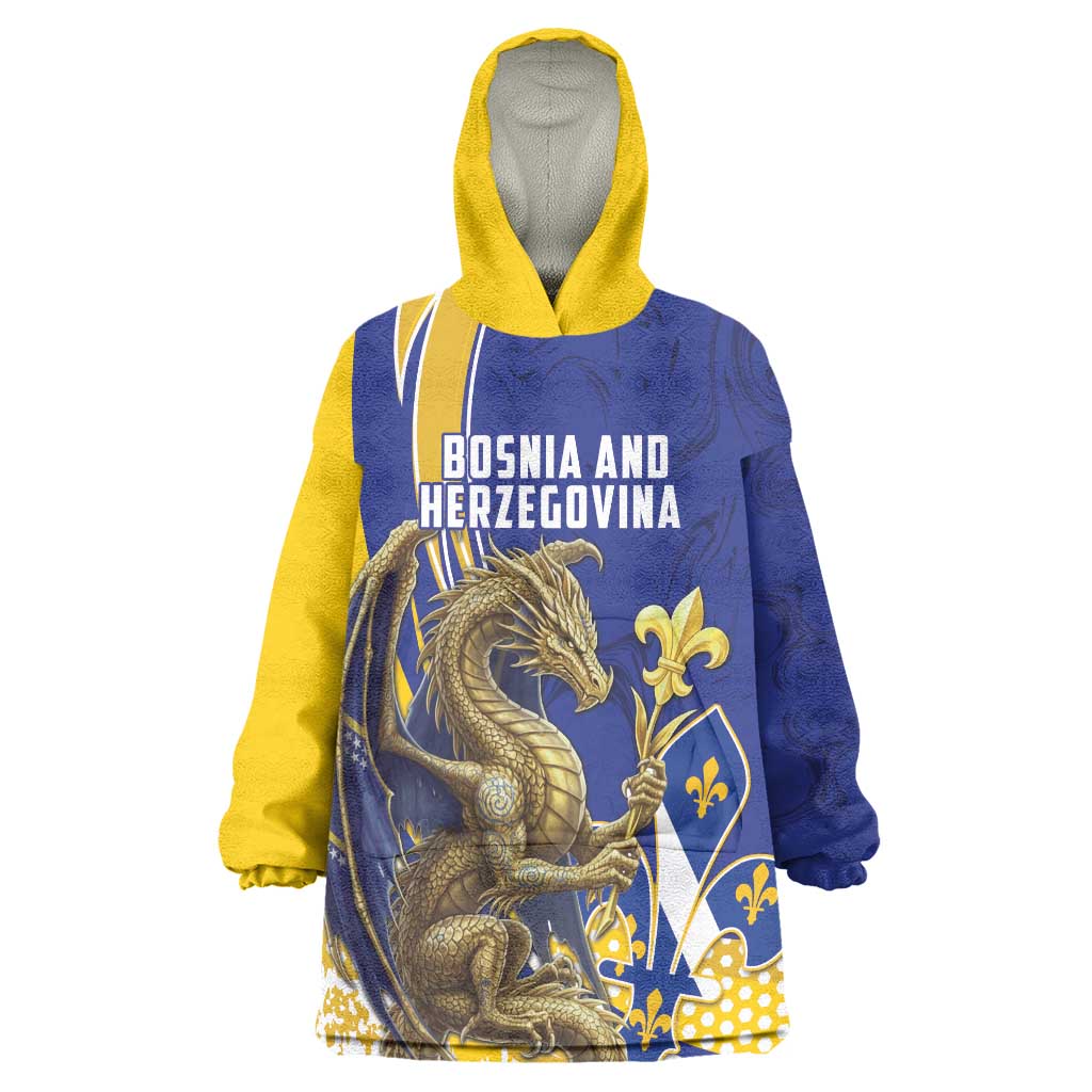 Bosnia and Herzegovina Independence Day Personalized Wearable Blanket Hoodie Medieval Dragon Fleur-de-Lis Patriotic