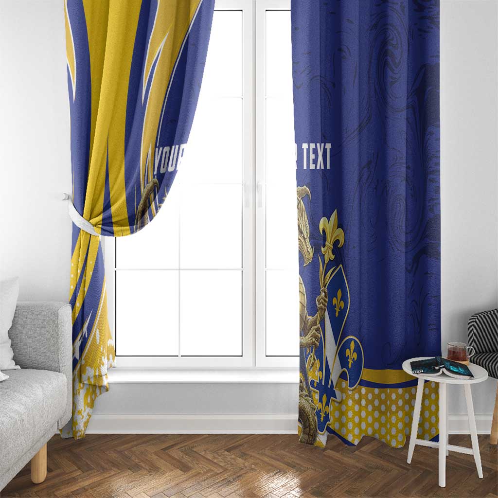 Bosnia and Herzegovina Independence Day Personalized Window Curtain Medieval Dragon Fleur-de-Lis Patriotic