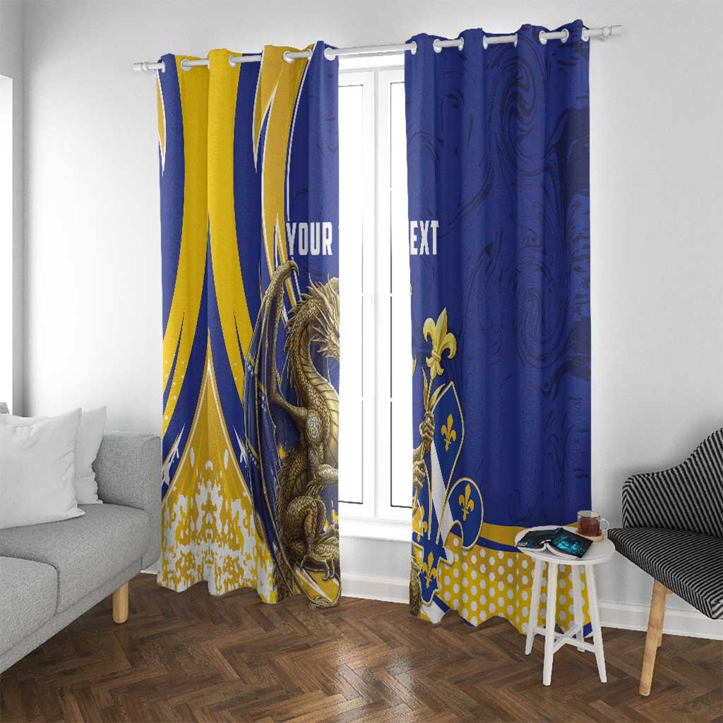 Bosnia and Herzegovina Independence Day Personalized Window Curtain Medieval Dragon Fleur-de-Lis Patriotic