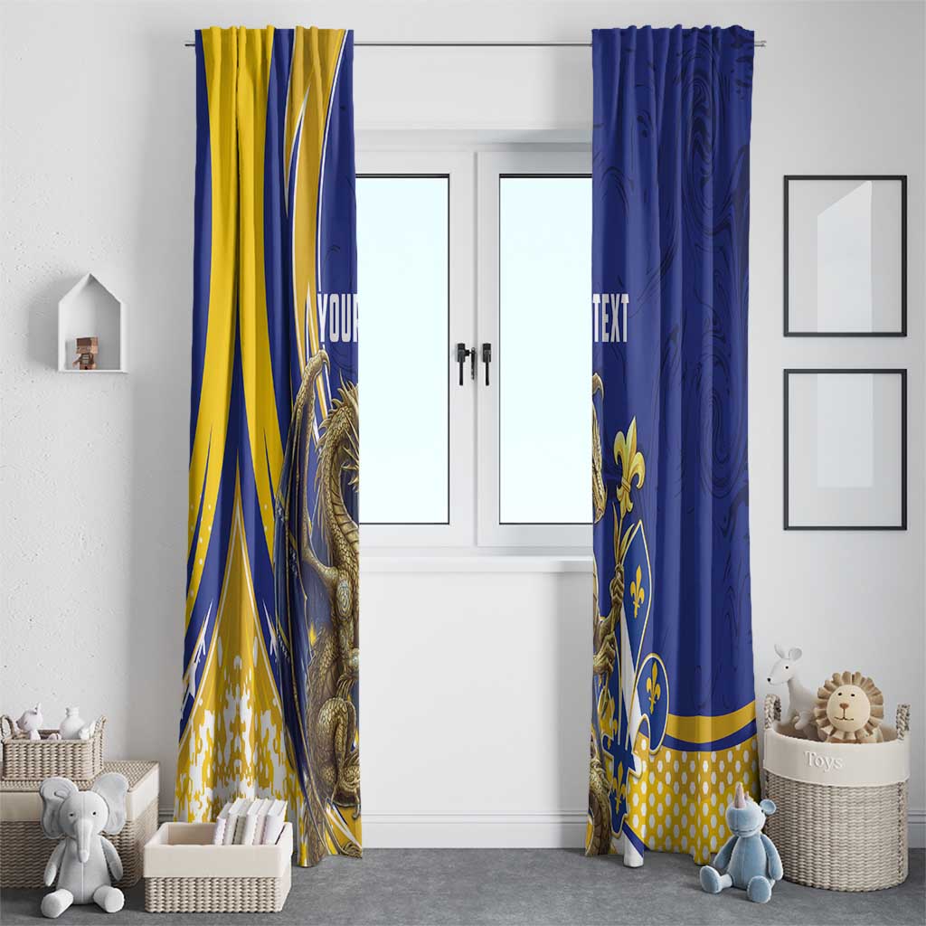 Bosnia and Herzegovina Independence Day Personalized Window Curtain Medieval Dragon Fleur-de-Lis Patriotic