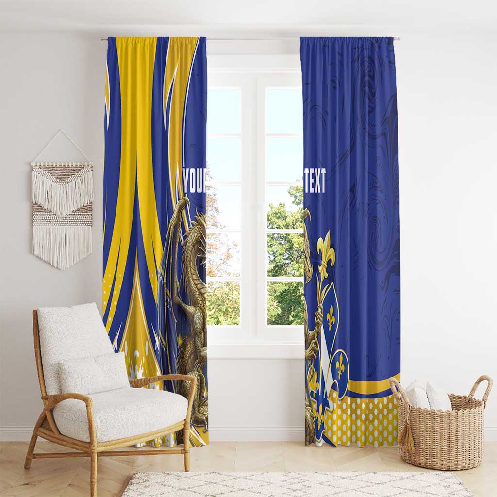 Bosnia and Herzegovina Independence Day Personalized Window Curtain Medieval Dragon Fleur-de-Lis Patriotic