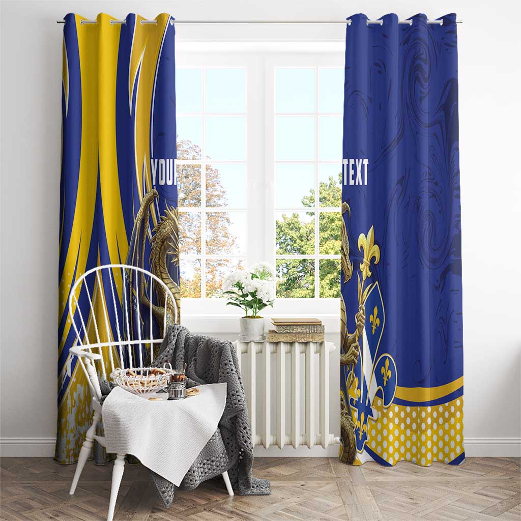 Bosnia and Herzegovina Independence Day Personalized Window Curtain Medieval Dragon Fleur-de-Lis Patriotic