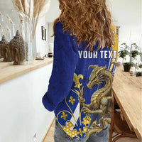 Bosnia and Herzegovina Independence Day Personalized Women Casual Shirt Medieval Dragon Fleur-de-Lis Patriotic
