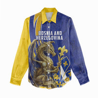 Bosnia and Herzegovina Independence Day Personalized Women Casual Shirt Medieval Dragon Fleur-de-Lis Patriotic