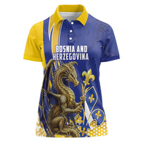 Bosnia and Herzegovina Independence Day Personalized Women Polo Shirt Medieval Dragon Fleur-de-Lis Patriotic