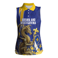 Bosnia and Herzegovina Independence Day Personalized Women Sleeveless Polo Shirt Medieval Dragon Fleur-de-Lis Patriotic