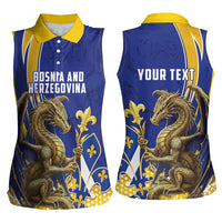 Bosnia and Herzegovina Independence Day Personalized Women Sleeveless Polo Shirt Medieval Dragon Fleur-de-Lis Patriotic