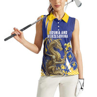 Bosnia and Herzegovina Independence Day Personalized Women Sleeveless Polo Shirt Medieval Dragon Fleur-de-Lis Patriotic