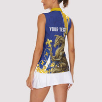 Bosnia and Herzegovina Independence Day Personalized Women Sleeveless Polo Shirt Medieval Dragon Fleur-de-Lis Patriotic