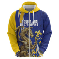 Bosnia and Herzegovina Independence Day Personalized Zip Hoodie Medieval Dragon Fleur-de-Lis Patriotic