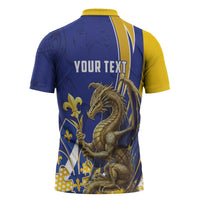 Bosnia and Herzegovina Independence Day Personalized Zipper Polo Shirt Medieval Dragon Fleur-de-Lis Patriotic