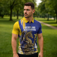 Bosnia and Herzegovina Independence Day Personalized Zipper Polo Shirt Medieval Dragon Fleur-de-Lis Patriotic