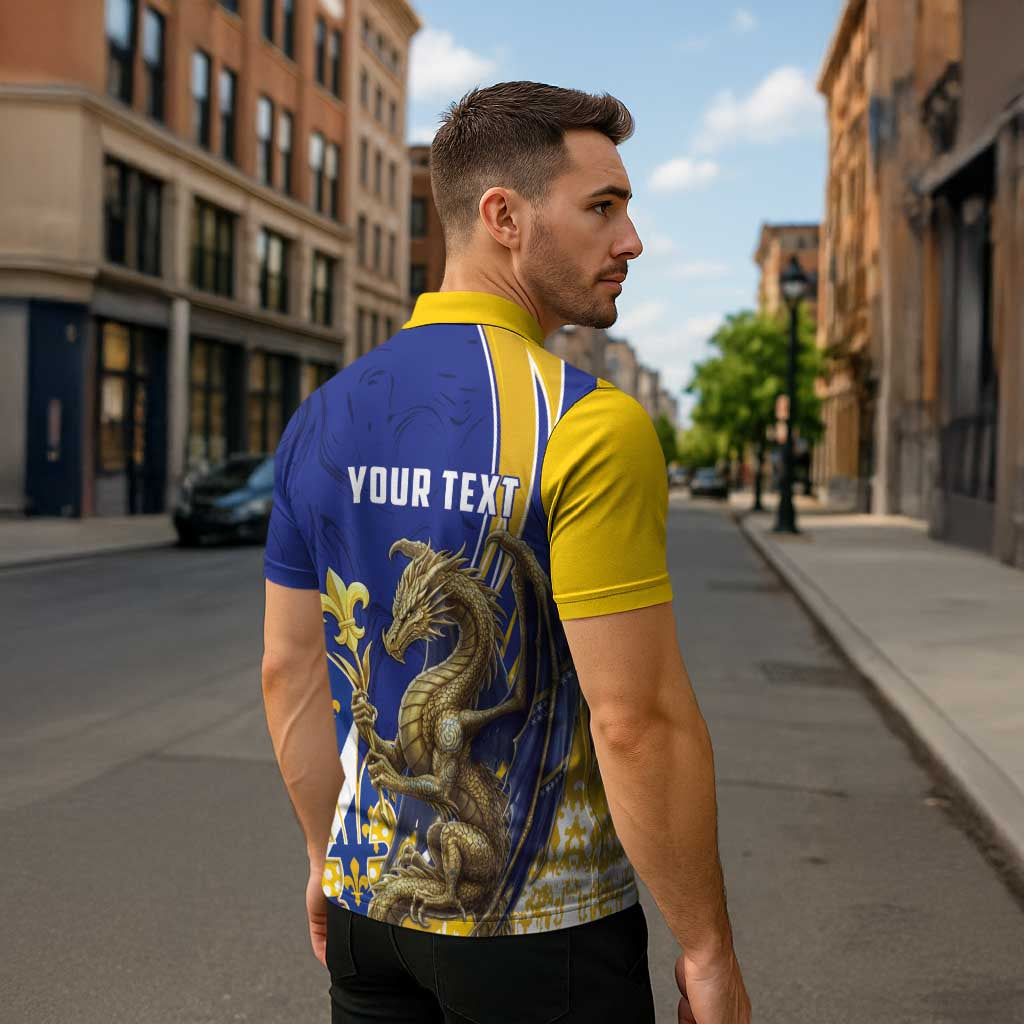 Bosnia and Herzegovina Independence Day Personalized Zipper Polo Shirt Medieval Dragon Fleur-de-Lis Patriotic