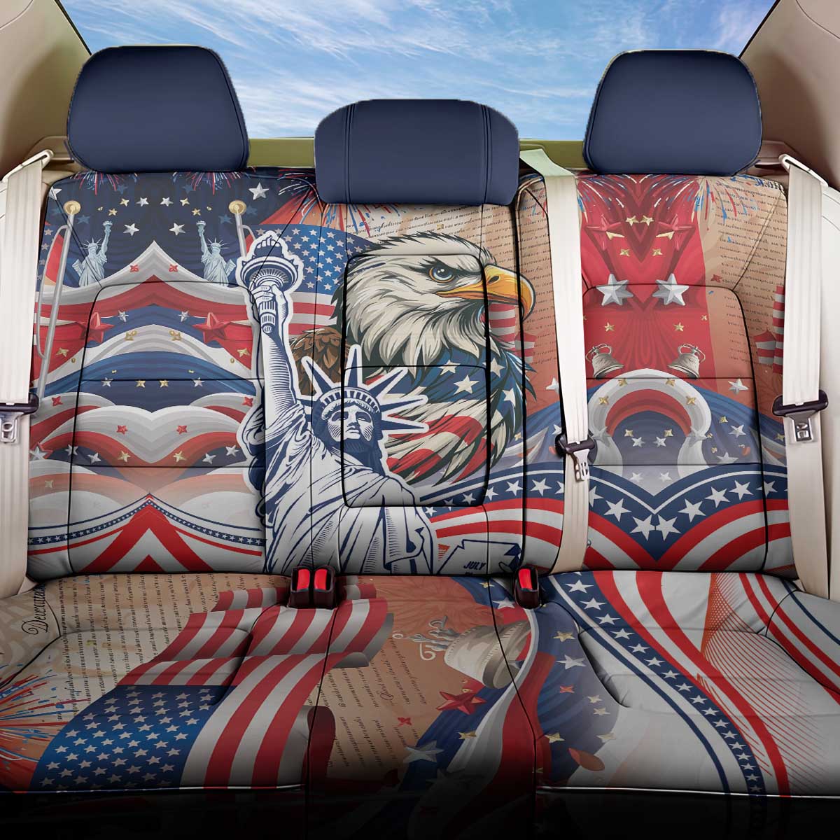 United States Fourth Of July Back Car Seat Cover Eagle Dead With American Flag