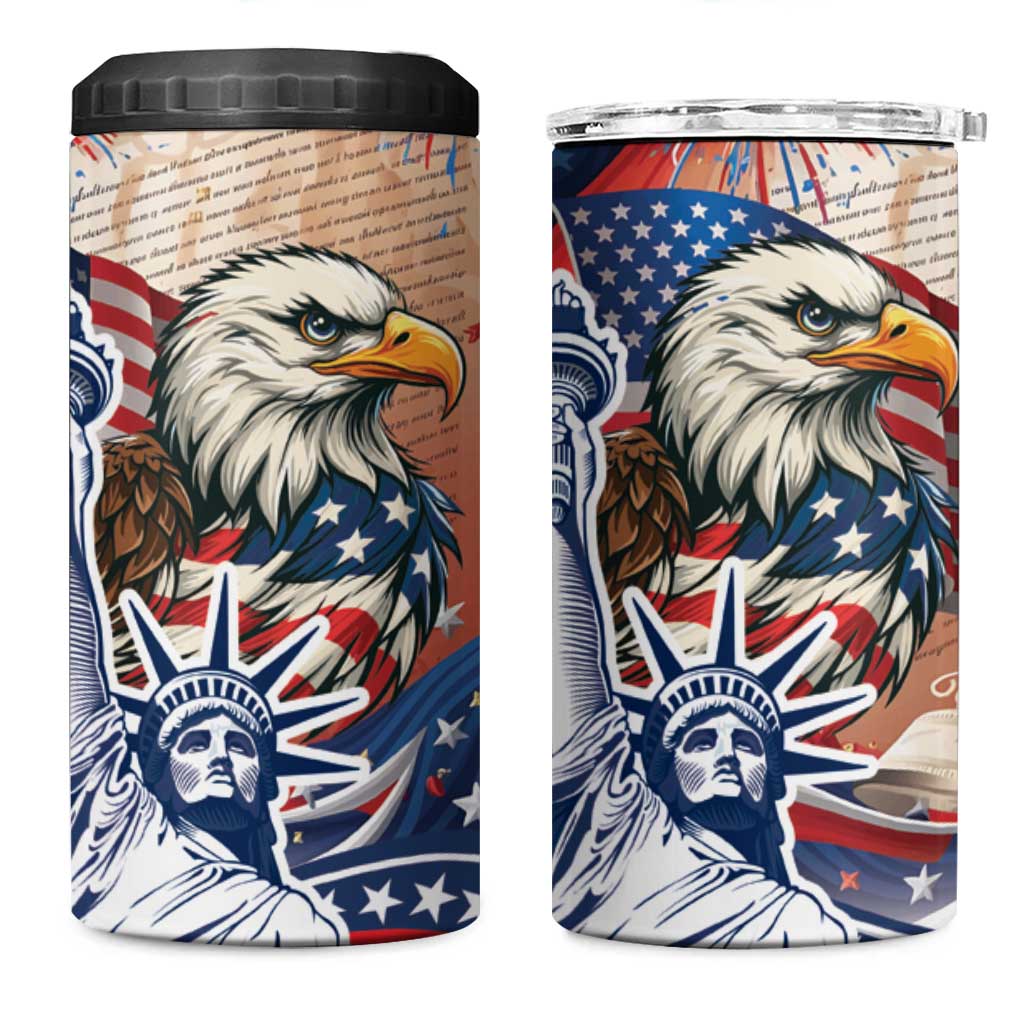 United States Fourth Of July 4 in 1 Can Cooler Tumbler Eagle Dead With American Flag