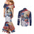 United States Fourth Of July Couples Matching Mermaid Dress and Long Sleeve Button Shirt Eagle Dead With American Flag