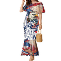 United States Fourth Of July Family Matching Mermaid Dress and Hawaiian Shirt Eagle Dead With American Flag
