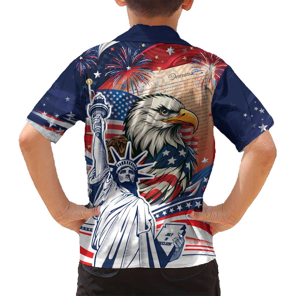 United States Fourth Of July Family Matching Off Shoulder Short Dress and Hawaiian Shirt Eagle Dead With American Flag