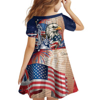 United States Fourth Of July Family Matching Off Shoulder Short Dress and Hawaiian Shirt Eagle Dead With American Flag