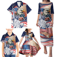 United States Fourth Of July Family Matching Puletasi and Hawaiian Shirt Eagle Dead With American Flag