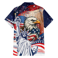 United States Fourth Of July Family Matching Short Sleeve Bodycon Dress and Hawaiian Shirt Eagle Dead With American Flag