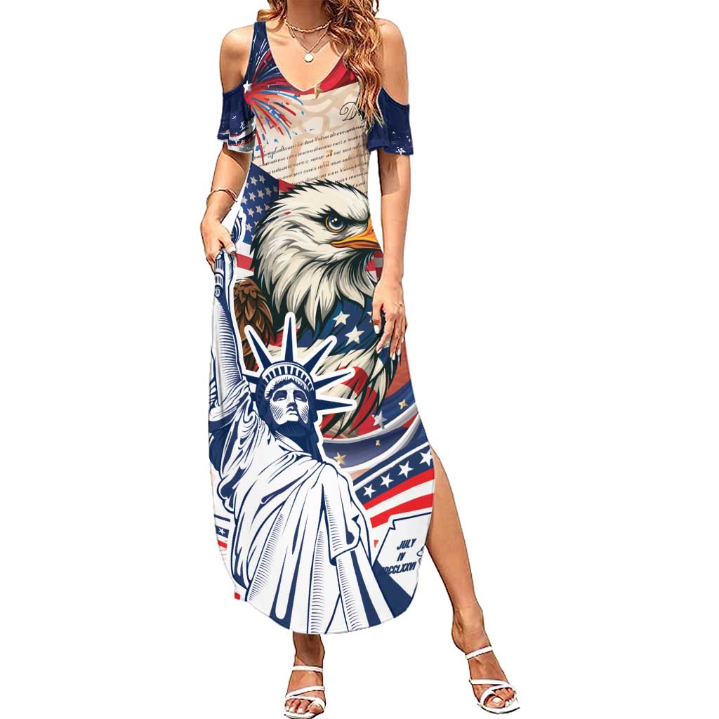 United States Fourth Of July Family Matching Summer Maxi Dress and Hawaiian Shirt Eagle Dead With American Flag
