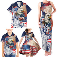 United States Fourth Of July Family Matching Tank Maxi Dress and Hawaiian Shirt Eagle Dead With American Flag