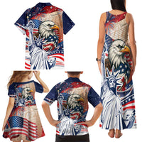 United States Fourth Of July Family Matching Tank Maxi Dress and Hawaiian Shirt Eagle Dead With American Flag