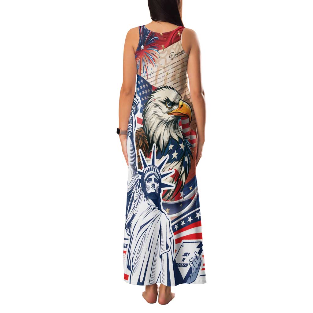 United States Fourth Of July Family Matching Tank Maxi Dress and Hawaiian Shirt Eagle Dead With American Flag